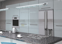 High gloss MDF and acrylic board panels from our supplys: Kitchen: Pearl blue